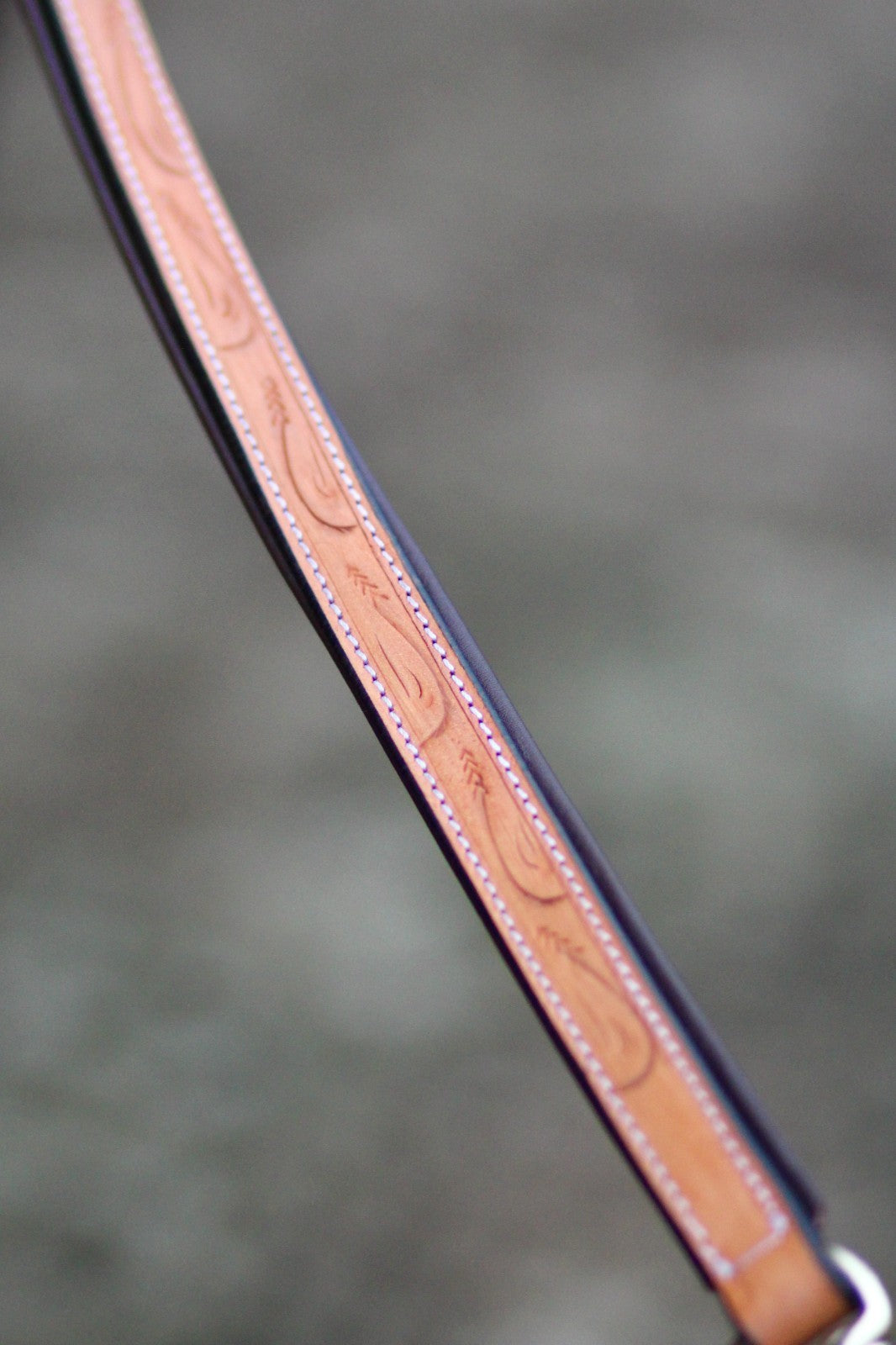 Padded Hand Tooled Tan Leather Dog Collar with Matching Lead