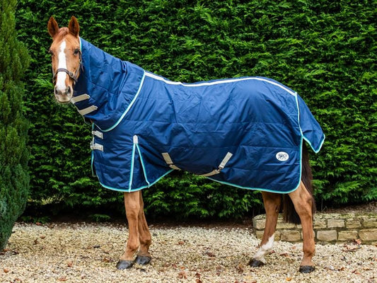 100g Stable Rug With Detachable Neck - Navy/Mint