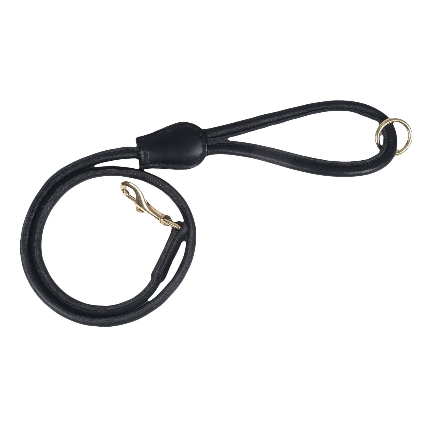 Soft Rolled Leather Clip Lead - Black and Brown