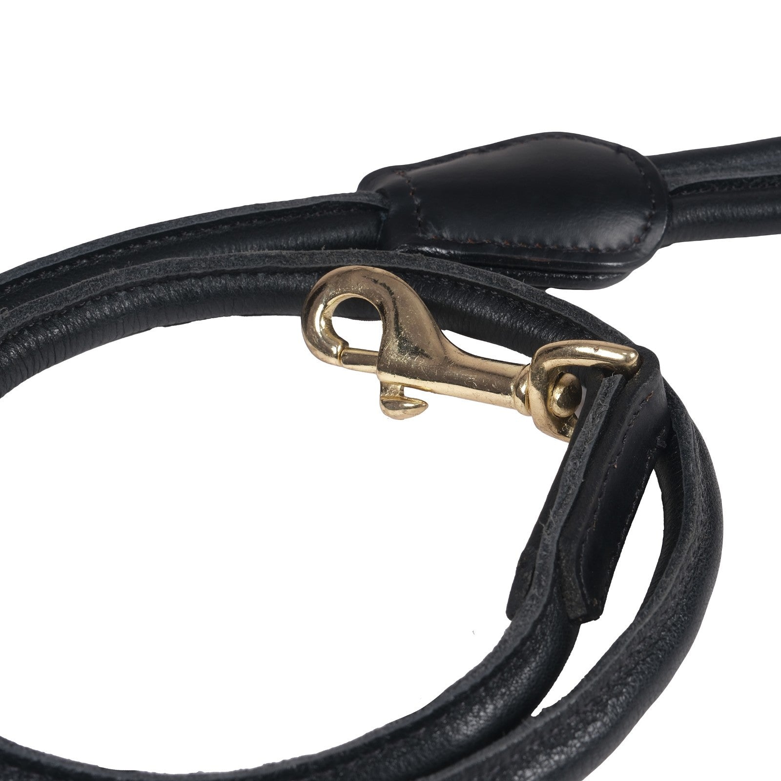 Soft Rolled Leather Clip Lead - Black and Brown