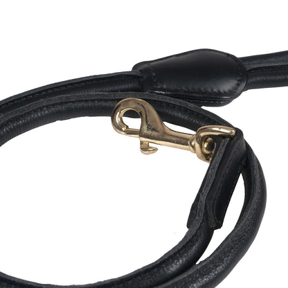Soft Rolled Leather Clip Lead - Black and Brown