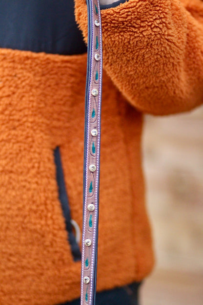 Decorative Hand Tooled Padded Leather Collar and Matching Lead Set