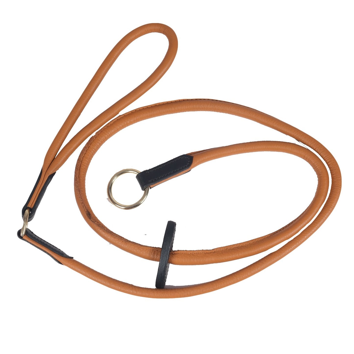 Tan Brown Soft Rolled Leather Slip Lead