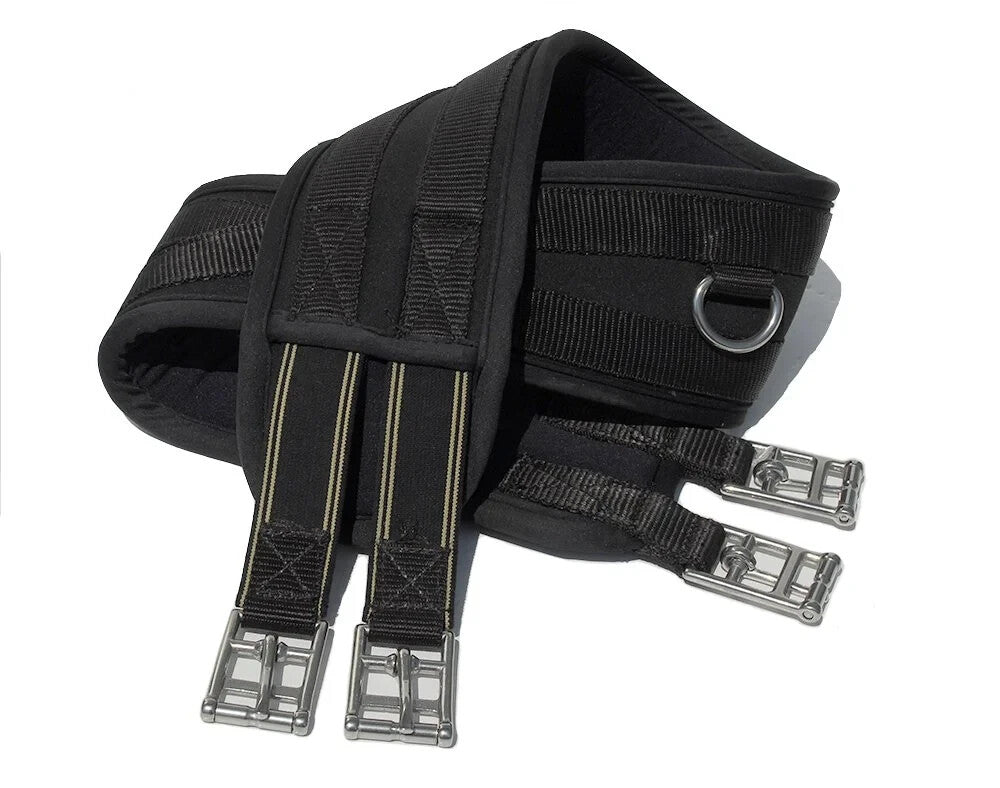 Padded Memory Foam Girth | Anatomically Shaped | Elastic End | Black,