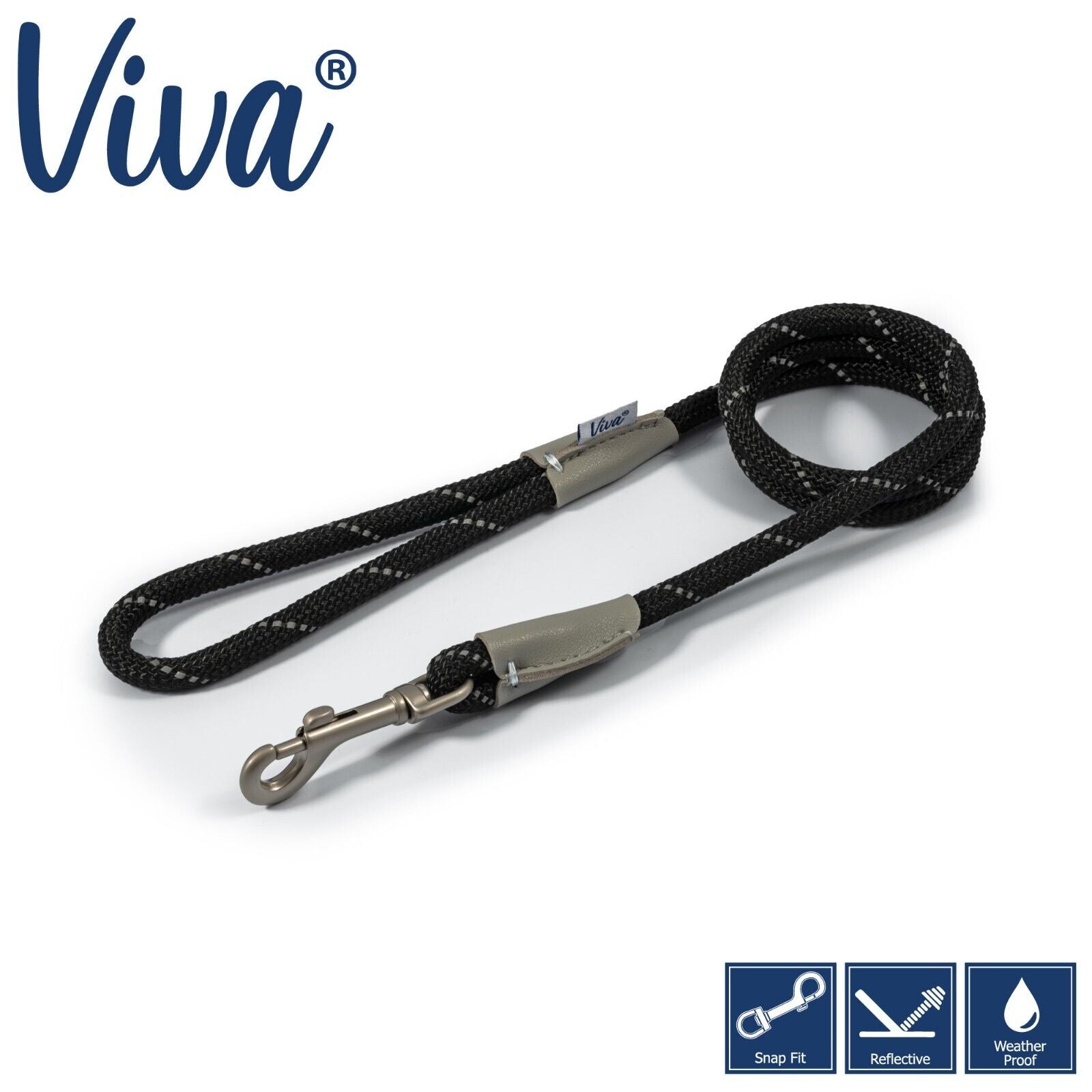 Ancol Rope Dog Lead Strong Viva Nylon Snap Trigger Hook Reflective