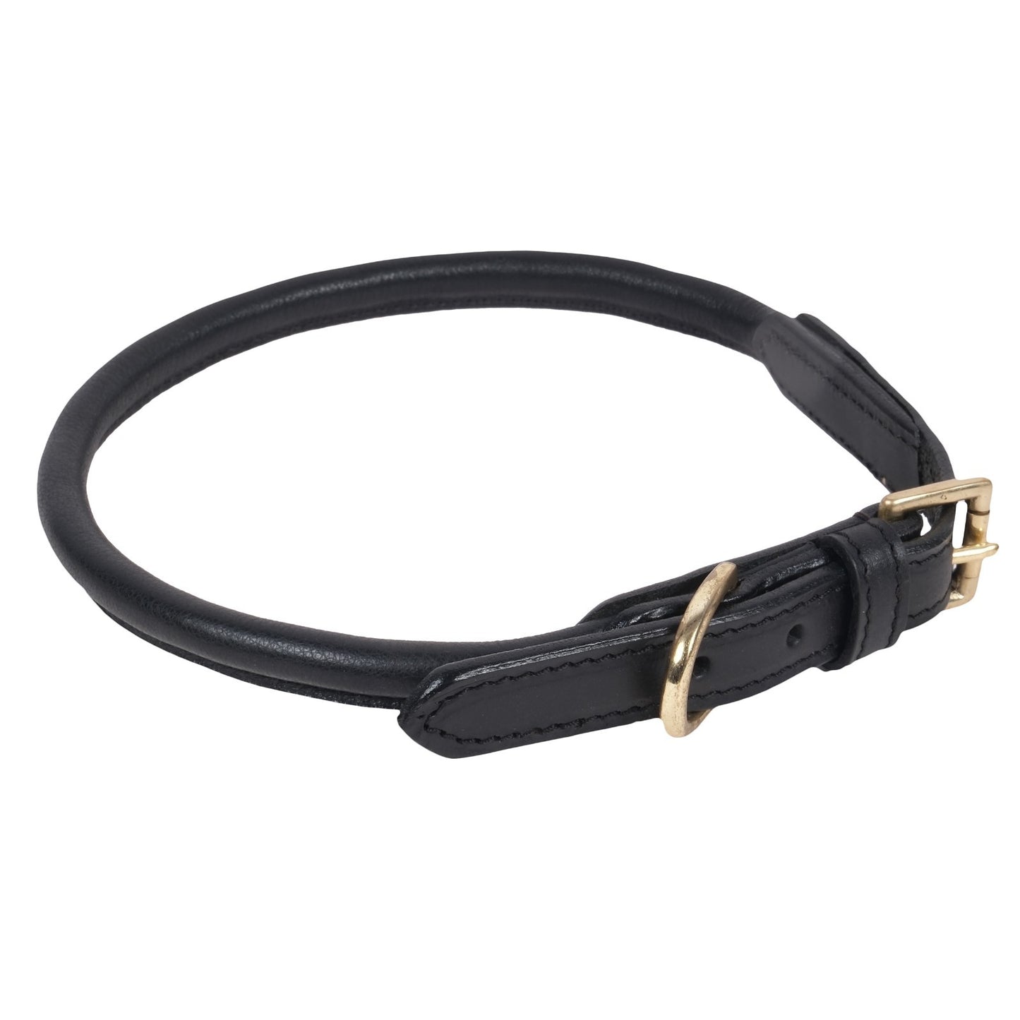 Soft Rolled Leather Dog Collar - Black
