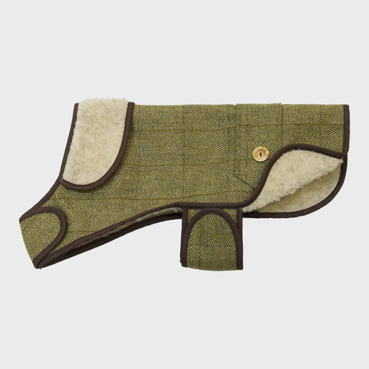 Green Tweed Sherpa Dog Coat