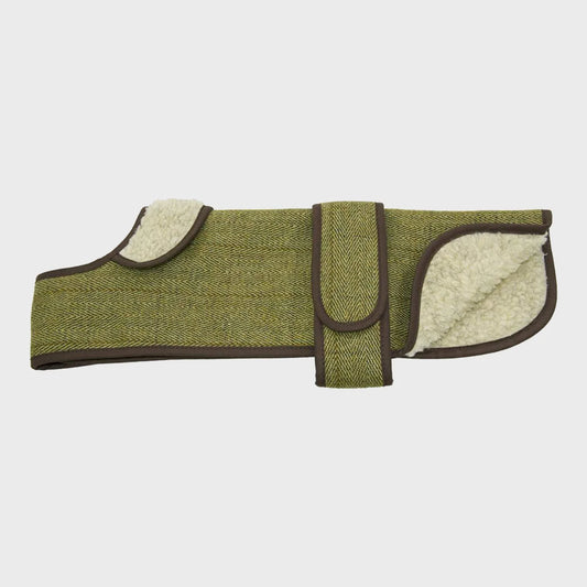 Dachshund Green Tweed Sherpa Dog Coat