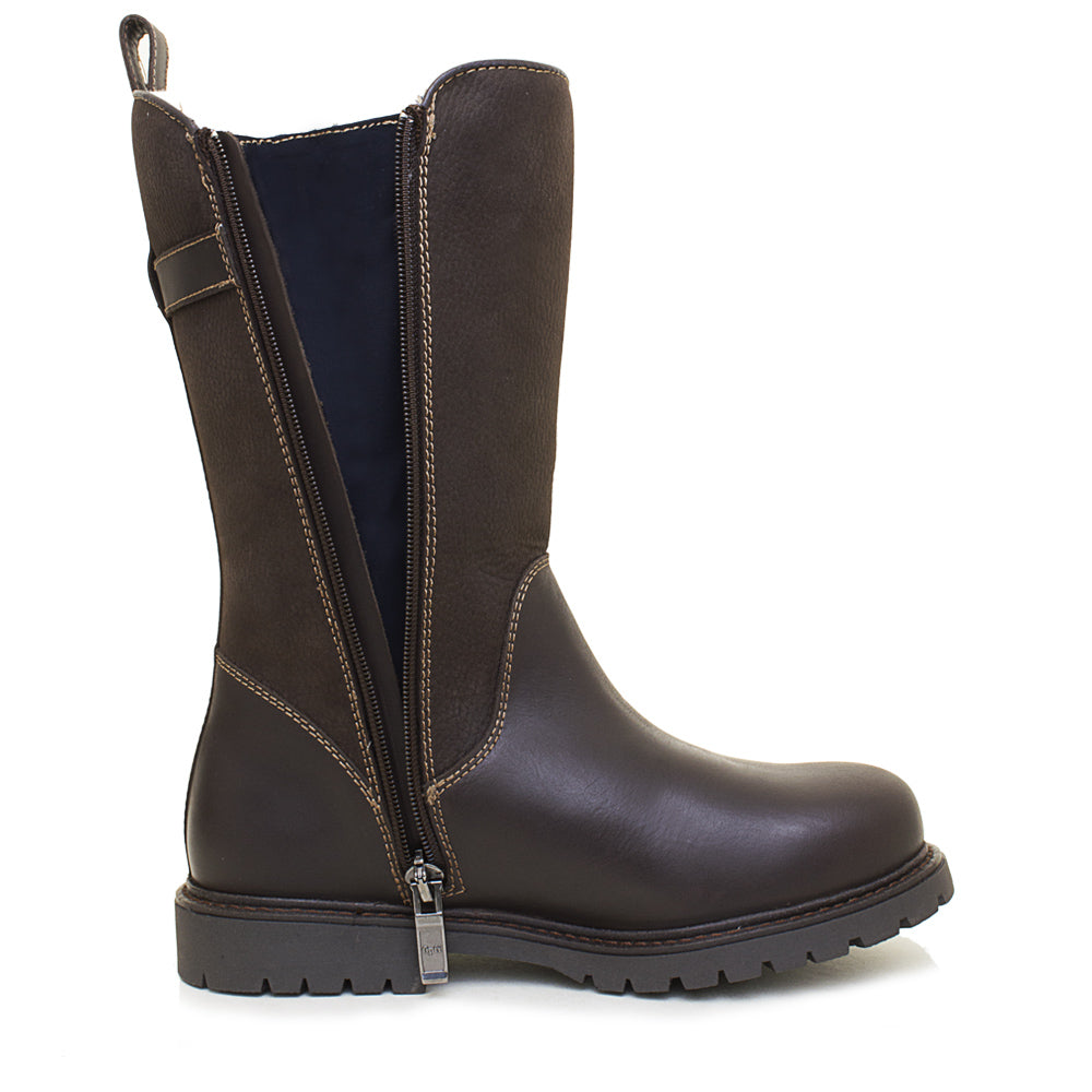 Quebec Waterproof Zip Up Mid Calf Boots - Brown